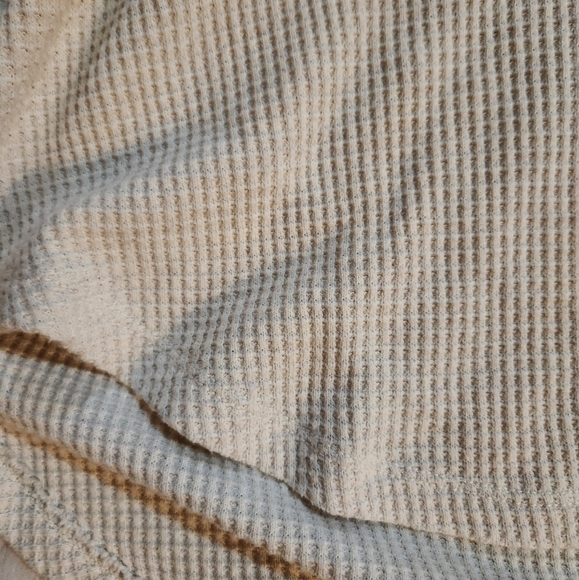 Aerie LumberJane Waffle Knit Polo Sweatshirt Size S Neutral Cozy Frost Soft - Picture 2 of 5